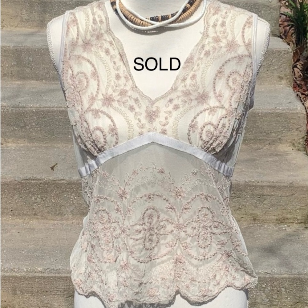 SOLD on Mercari Karen Kane Lace top. Size L. - Picture 1 of 14